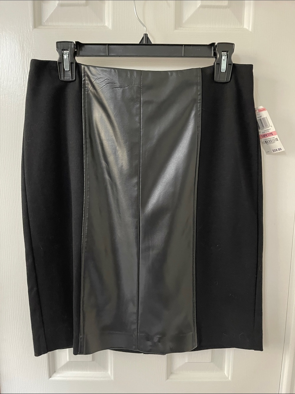 Alfani Black Pencil Skirt with Faux Leather Center Panel